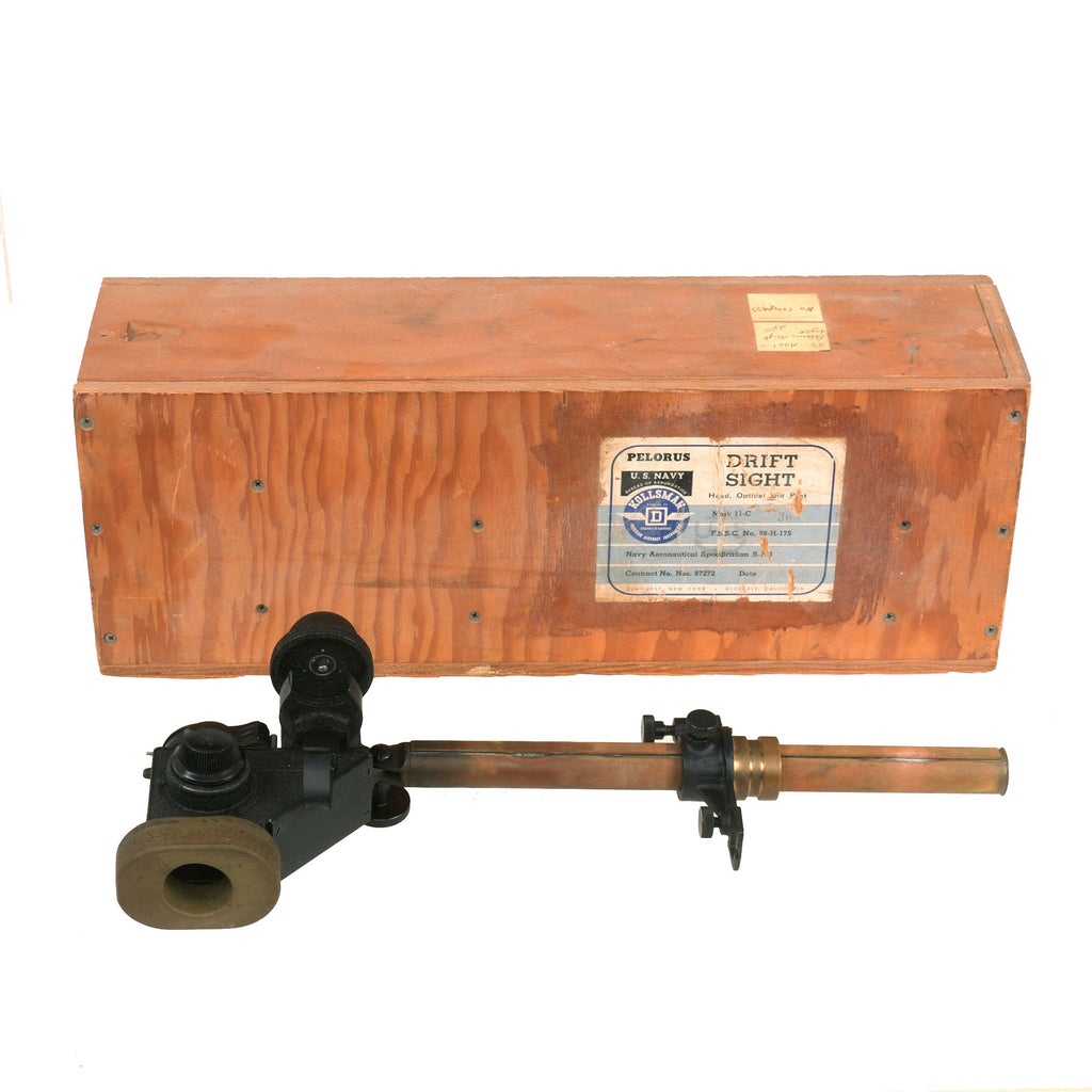 Original U.S. WWII Navy Mark II-C Drift Sight by Kollsman Instrument in Original Crate Original Items
