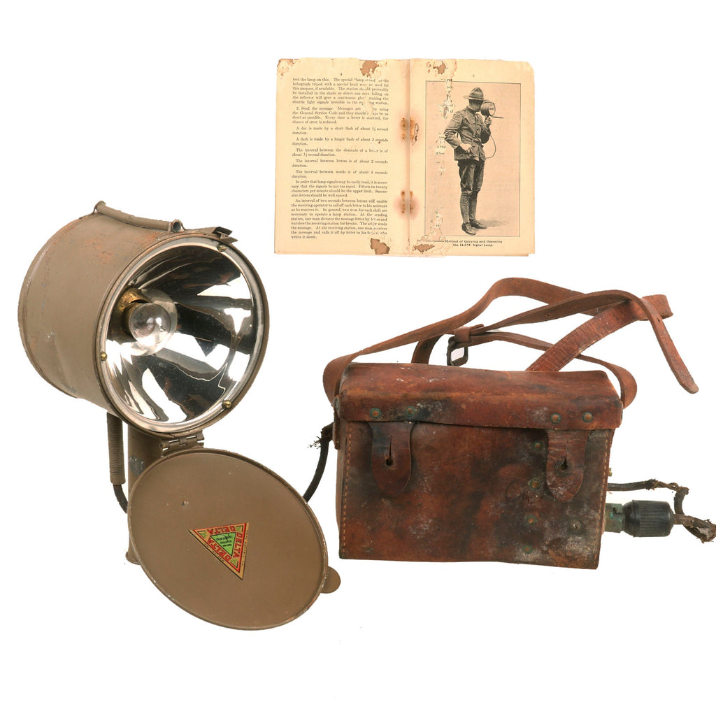 Original U.S. WWI 14-CM. Signal Lamp Type EE-6 with Battery Case & Instruction Manual by Delta Original Items