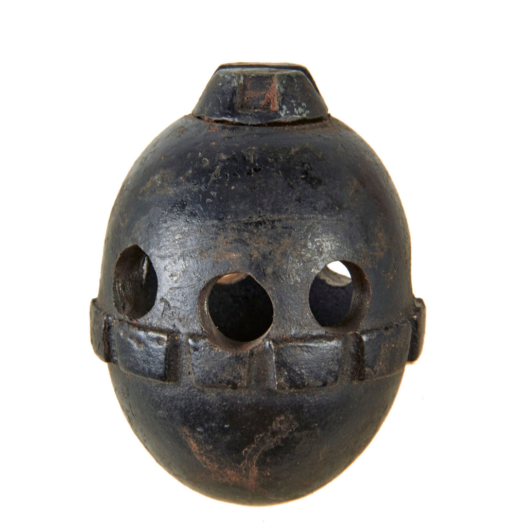Original German WWI Model 1917 n/A Inert Egg Hand Fragmentation Grenade Trainer with Holes & Transit Plug - Eierhandgranate Original Items