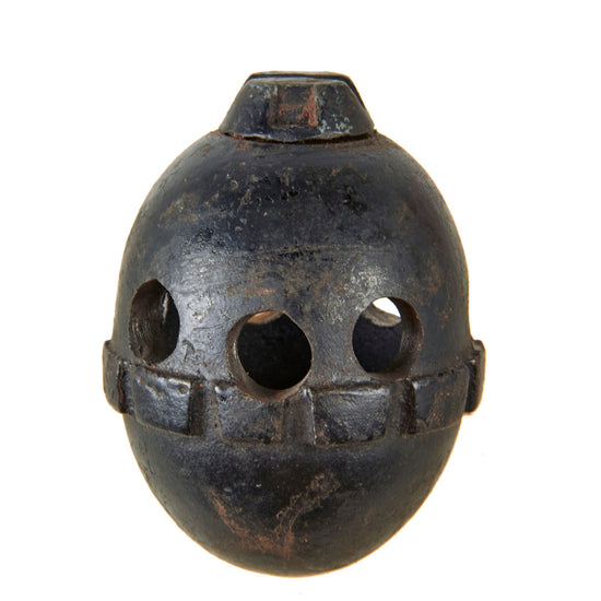 Original German WWI Model 1917 n/A Inert Egg Hand Fragmentation Grenade Trainer with Holes & Transit Plug - Eierhandgranate Original Items