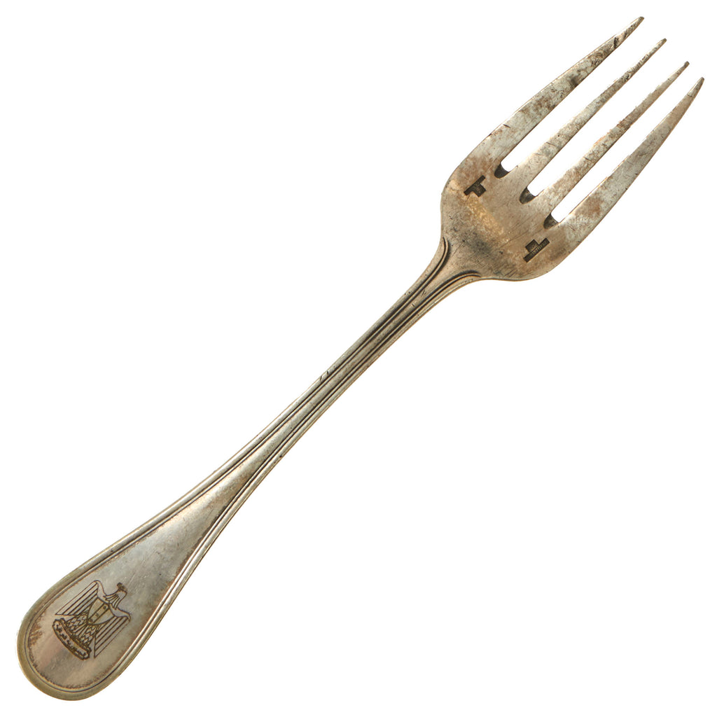 Original Iraq War Saddam Hussein Silver Plated Oval Pattern Salad Fork with Iraq Coat of Arms - Manufactured by Christofle of France Original Items