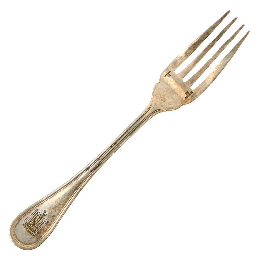 Original Iraq War Saddam Hussein Silver Plated Oval Pattern Lunch Fork with Iraq Coat of Arms - Manufactured by Christofle of France Original Items