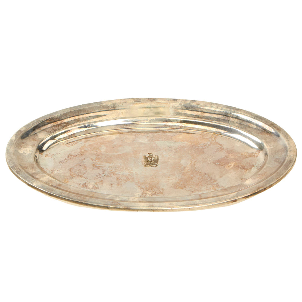 Original Iraq War Saddam Hussein Silver Plated Small Serving Tray With Iraq Coat of Arms - Christofle Silver Original Items