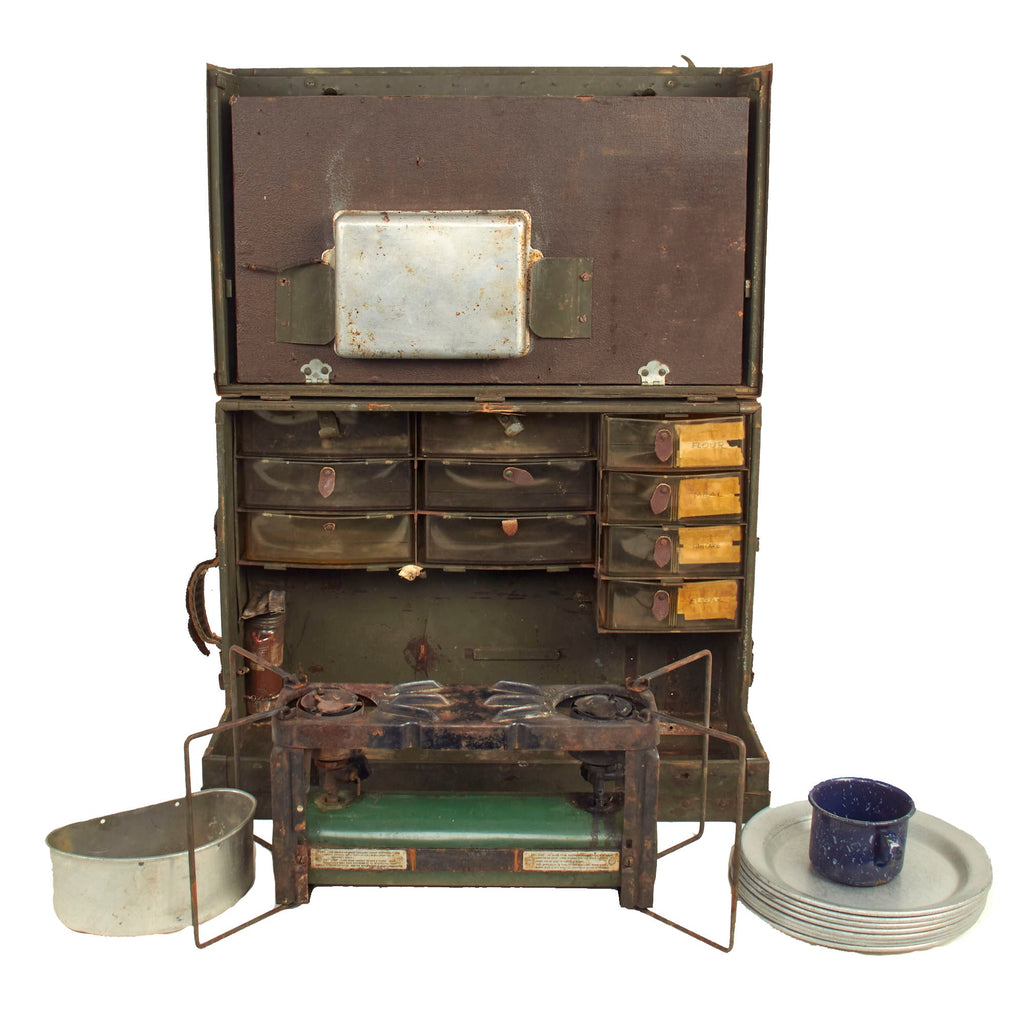 Original U.S. WWII Era Air Ambulance Cooking Case with Coleman Model 523 Stove & Contents Original Items