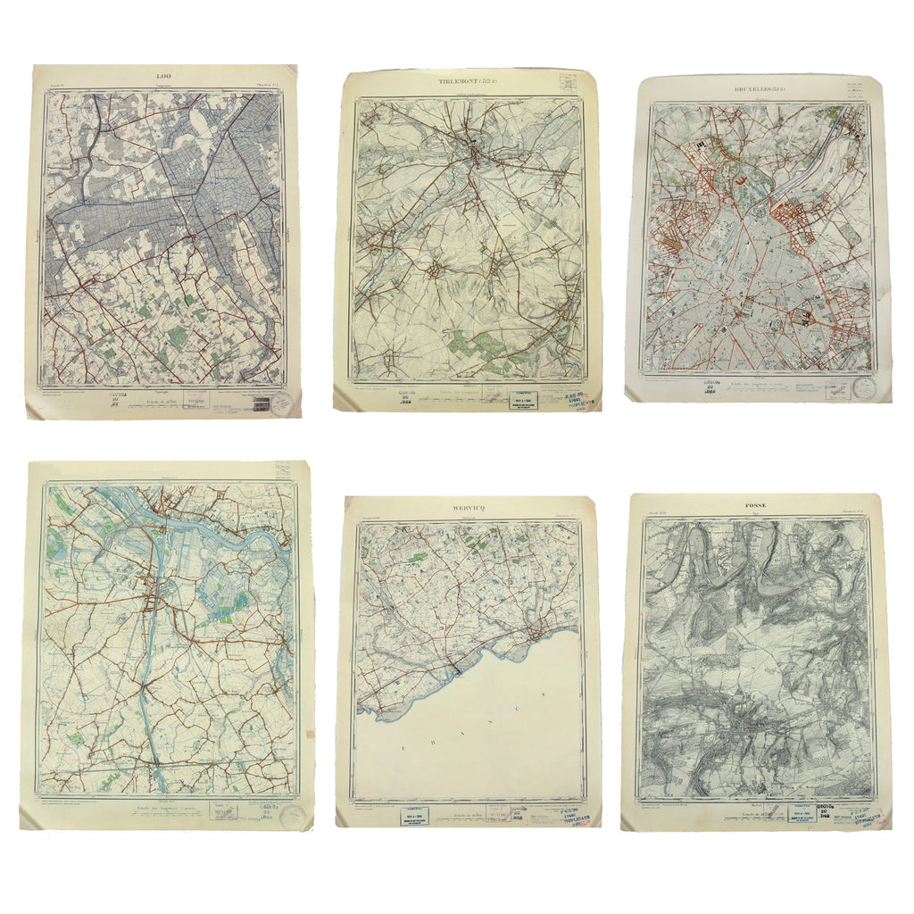 Original U.S. WWII OSS Office of Strategic Services Lot of 6 Reprinted Maps - Library of Congress Division of Maps Marked & Date 1947 Original Items