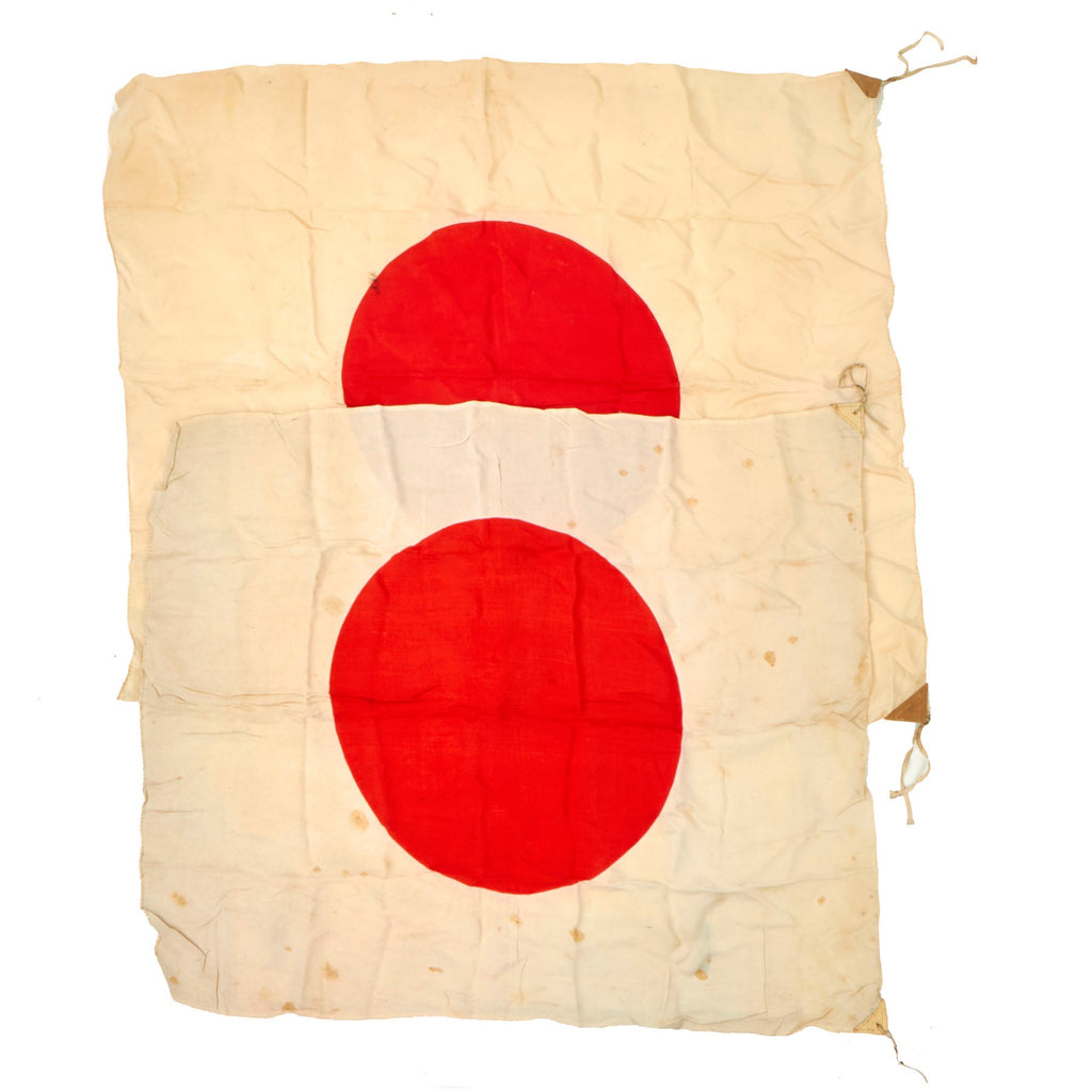 Original Japanese WWII Set of Two Meatball National Flags 29" x 34" & 27" x 31" Original Items