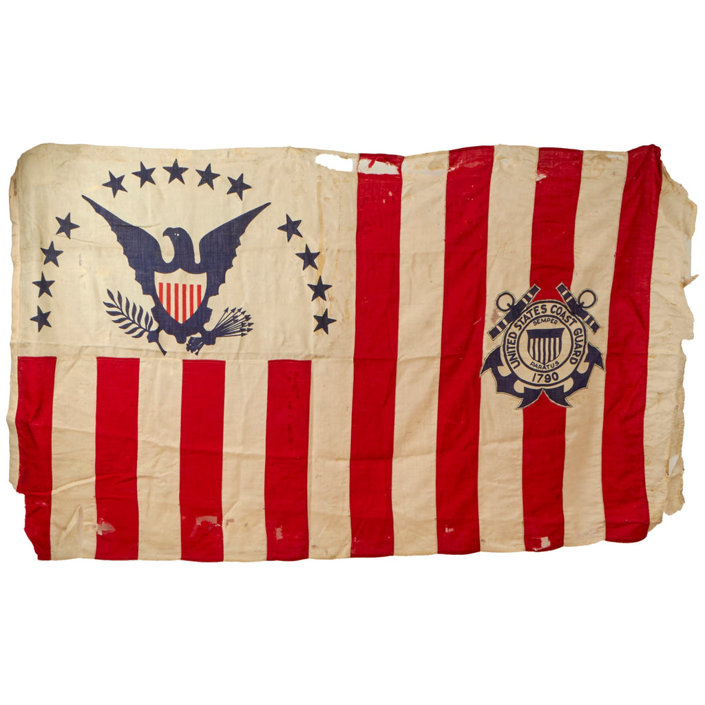 Original U.S. WWII Era Large Coast Guard Flag 60" x 100” Original Items