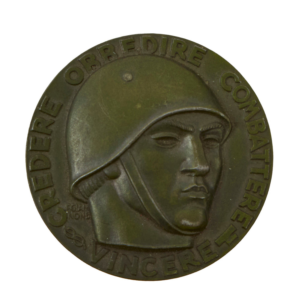 Original Italian WWII Table Medal Commemorating Contemporary Traveling Exhibit of War Art by F. Gianone Original Items