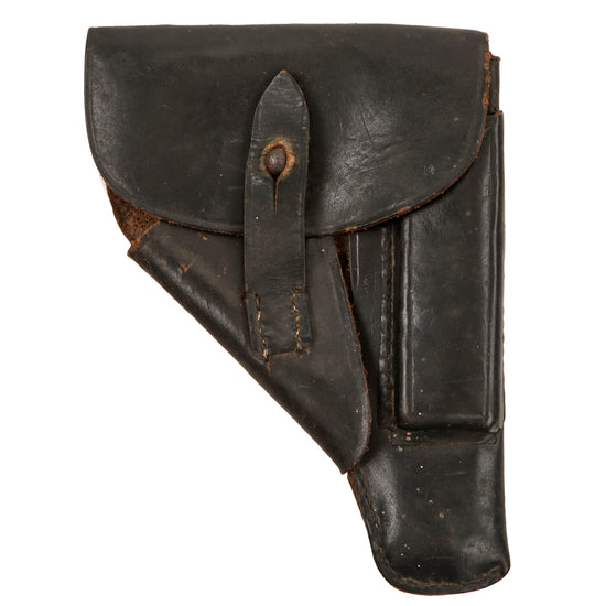 Original German WWII Era Black Leather Breakaway Holster for Walther PPK Pistol with WaA110 Waffenamt Stamp Original Items