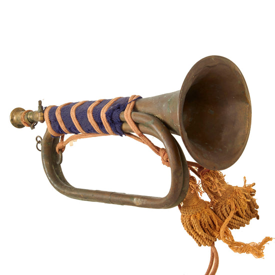 Original WWII Imperial Japanese Army Brass Bugle with Black Wrap & Faded Red Cord Original Items