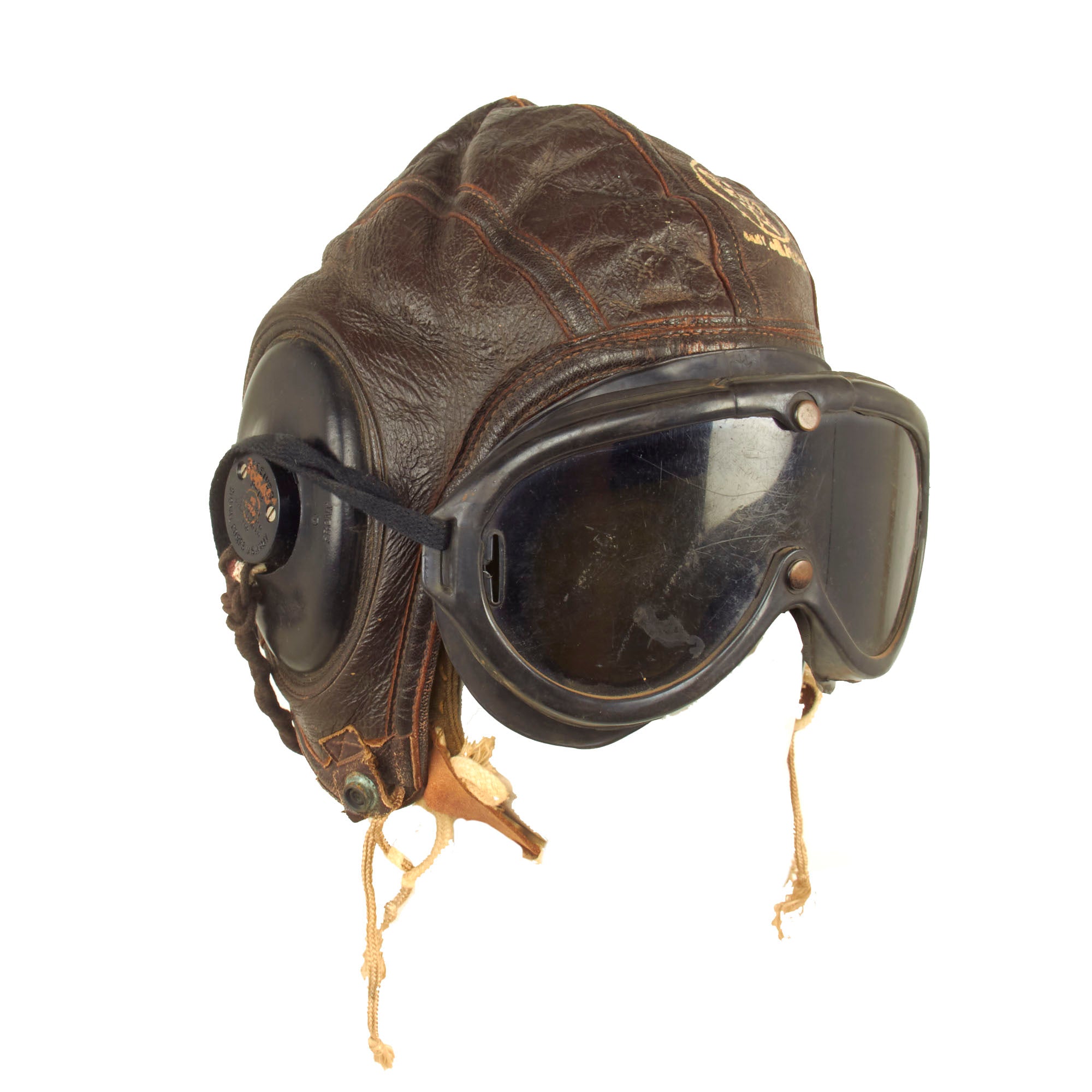 Original U.S. WWII Army Air Force Flying Helmet Set with Goggles