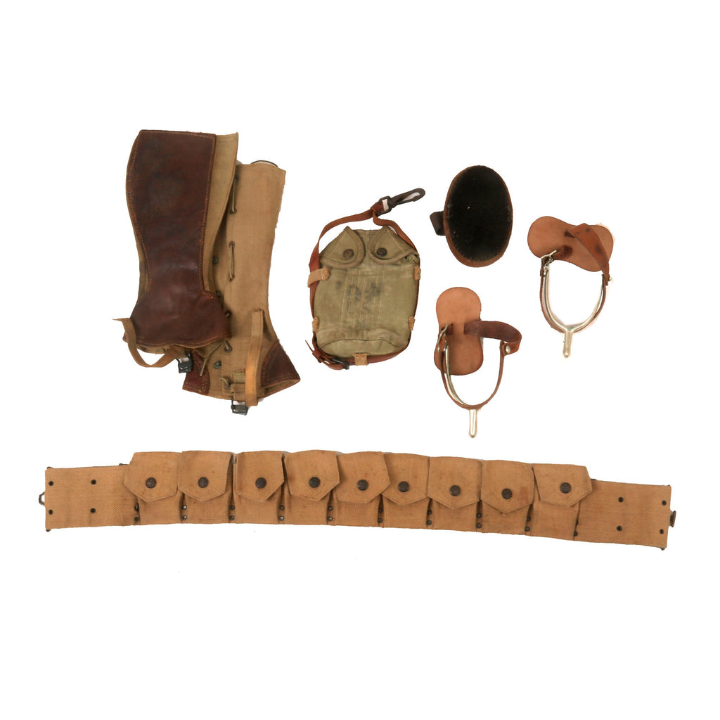 Original U.S. WWI Cavalry Field Gear Lot with Cartridge Belt, Spurs, a – International Military Antiques