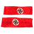 Original German WWII Set of Three NSDAP Armbands - BeVo Embroidered with RZM Tag, Overcoat, and Party Readiness Original Items