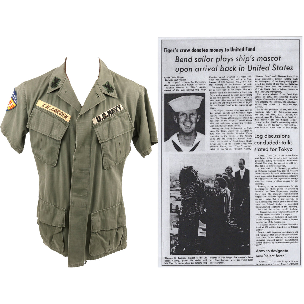Original U.S. Vietnam War Named Naval Advisory Group Uniform with Period-Applied Insignia - T.K. Larsen Original Items
