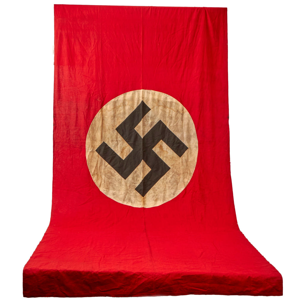 Original German WWII NSDAP Large Multi-Piece Double Sided National Political Flag with Faded Depot Stamps - 59" x 126" Original Items
