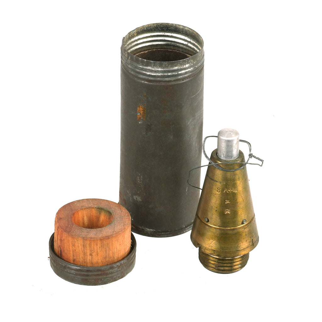Original Japanese WWII INERT Imperial Japanese Army Type 88 Point Detonating Artillery Fuse With Tin - dated 1943 Original Items