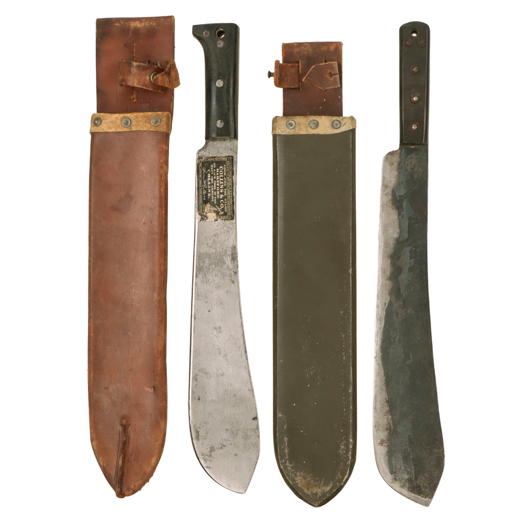 Original U.S. & British WWII Machete Lot - Collins & Co. No. 1250 in Canadian Sheath and British Sheffield Machete - Two Total