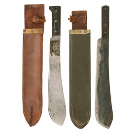 Original U.S. & British WWII Machete Lot - Collins & Co. No. 1250 in Canadian Sheath and British Sheffield Machete - Two Total