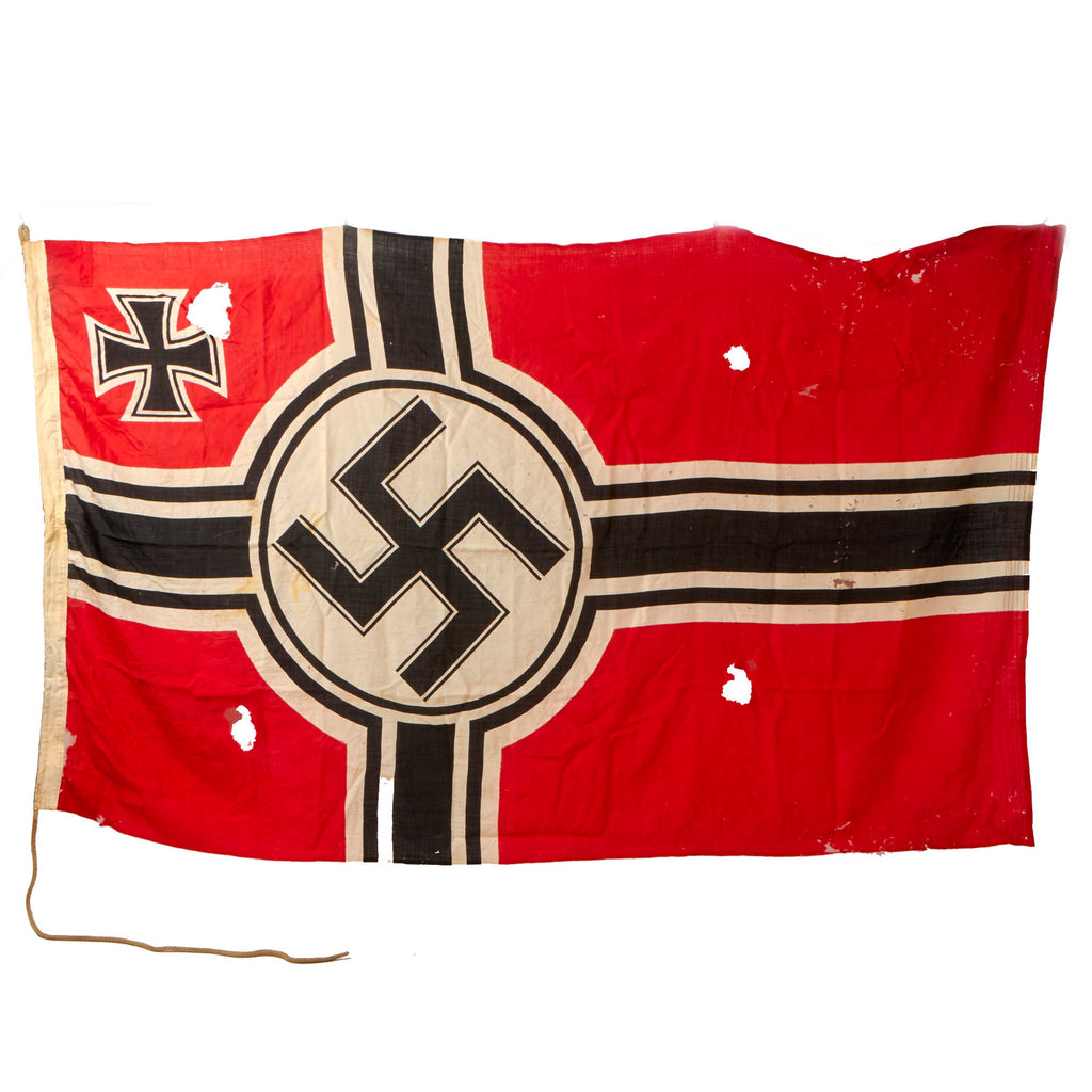 Original German WWII Service Worn Kriegsmarine 150cm x 250cm Wool Naval Battle Flag - Reichskriegsflagge Original Items