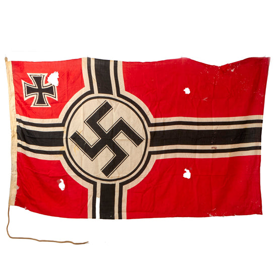 Original German WWII Service Worn Kriegsmarine 150cm x 250cm Wool Naval Battle Flag - Reichskriegsflagge Original Items