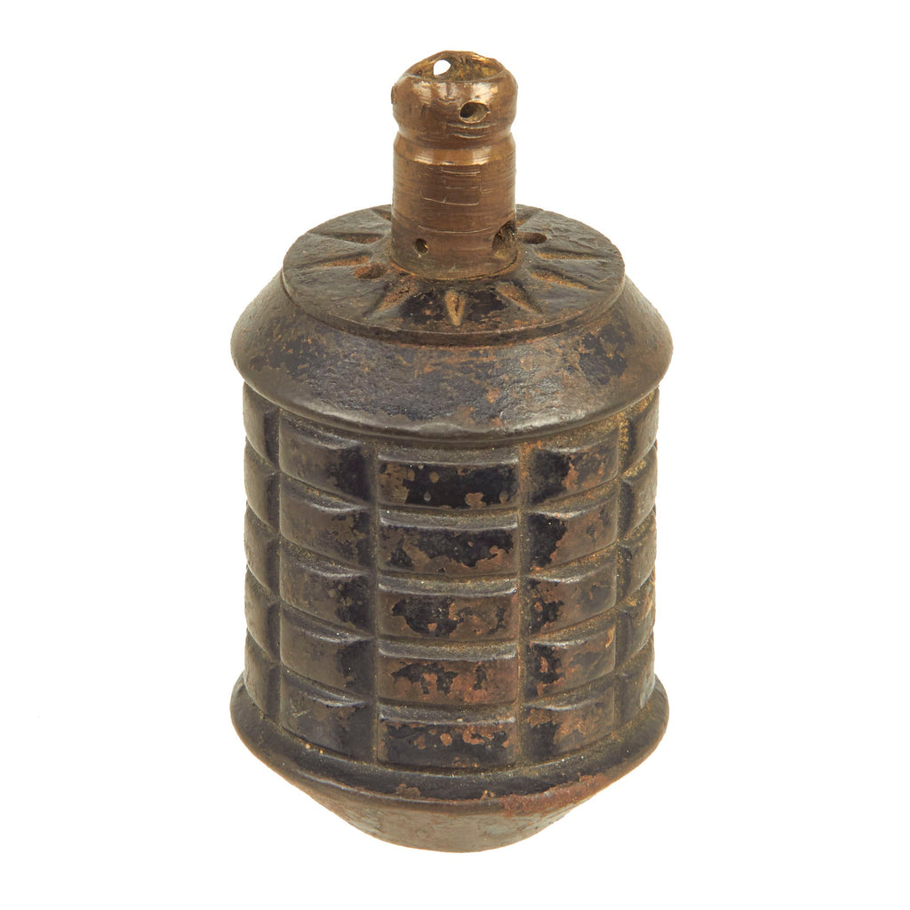 Original Japanese WWII Type 97 Inert Fragmentation Hand Grenade with Fuse Housing - dated 1938 Original Items