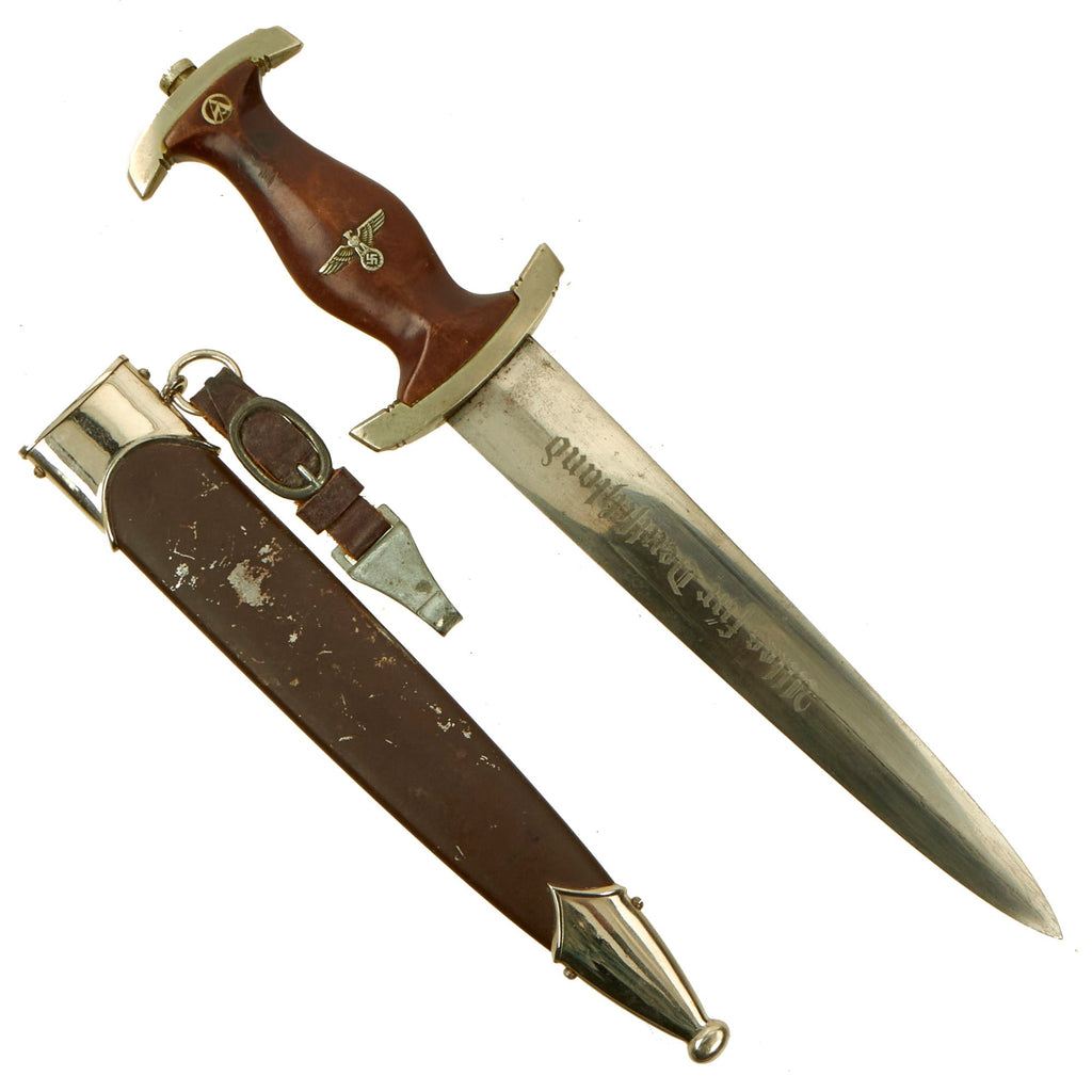 Original German Early WWII SA Dagger by Rare Maker G. Reinhold GraH of Solingen-Foche with Scabbard & Hanger Original Items