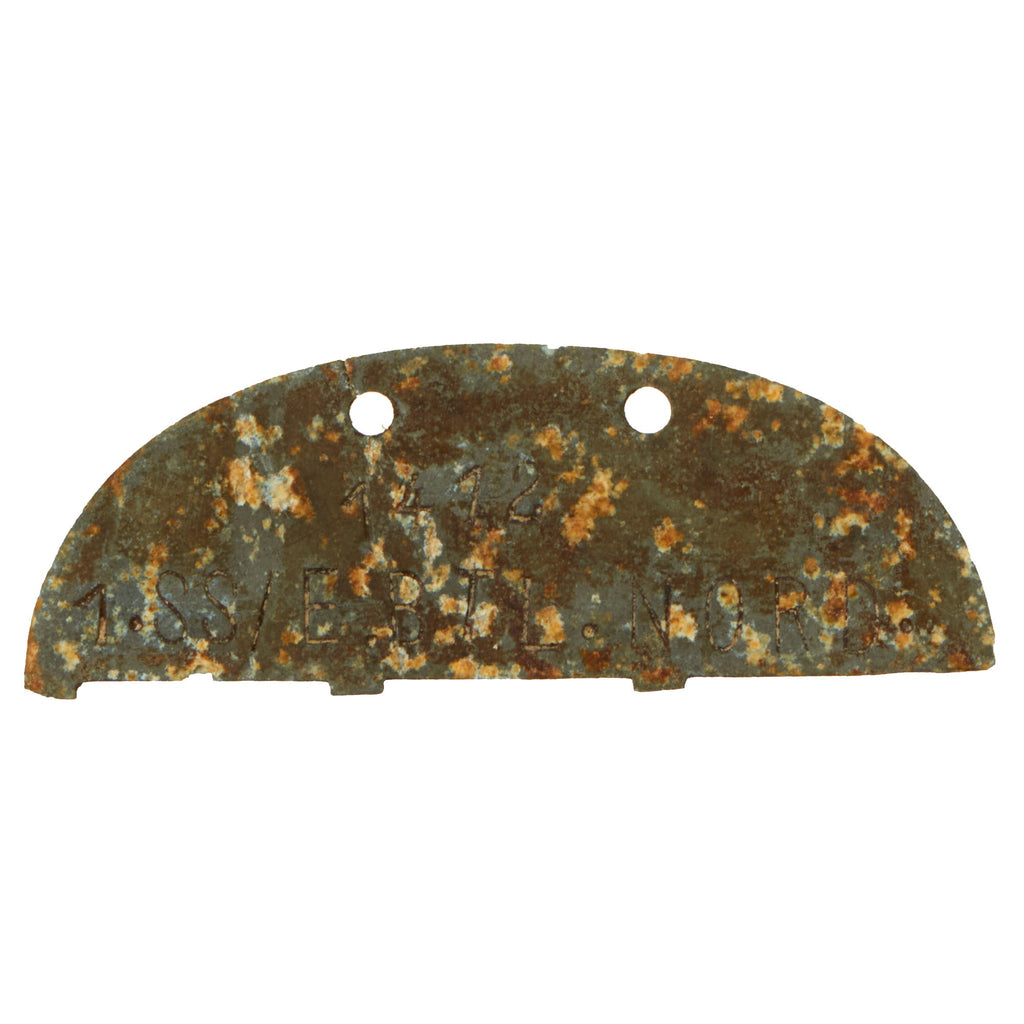 Original German WWII 6th SS Mountain Division Nord Replacement Battalion Identity Disc Dog Tag Half - No. 1412 Original Items