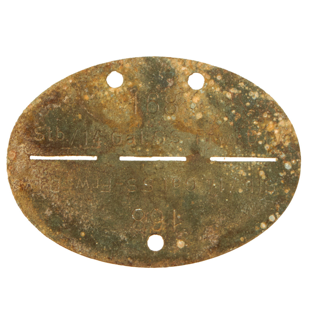 Original German WWII SS Identity Disc Dog Tag - 14th Waffen Grenadier 1st SS Galician Division - No. 168 Original Items