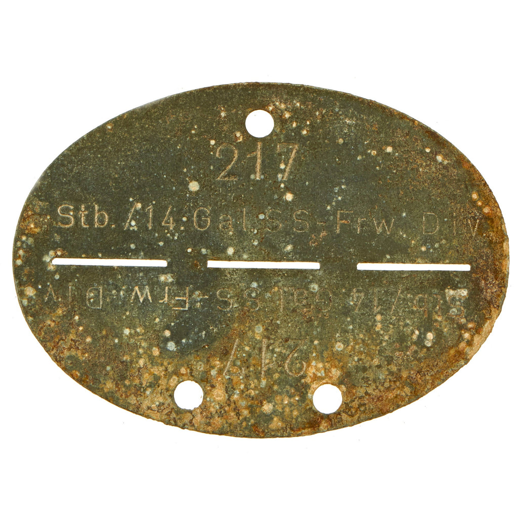 Original German WWII SS Identity Disc Dog Tag - 14th Waffen Grenadier 1st SS Galician Division - No. 217 Original Items