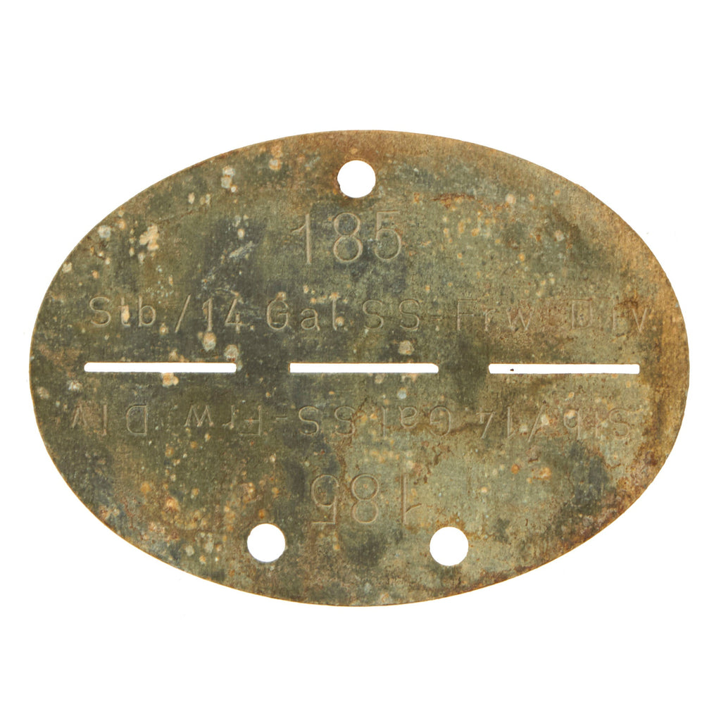 Original German WWII SS Identity Disc Dog Tag - 14th Waffen Grenadier 1st SS Galician Division - No. 185 Original Items