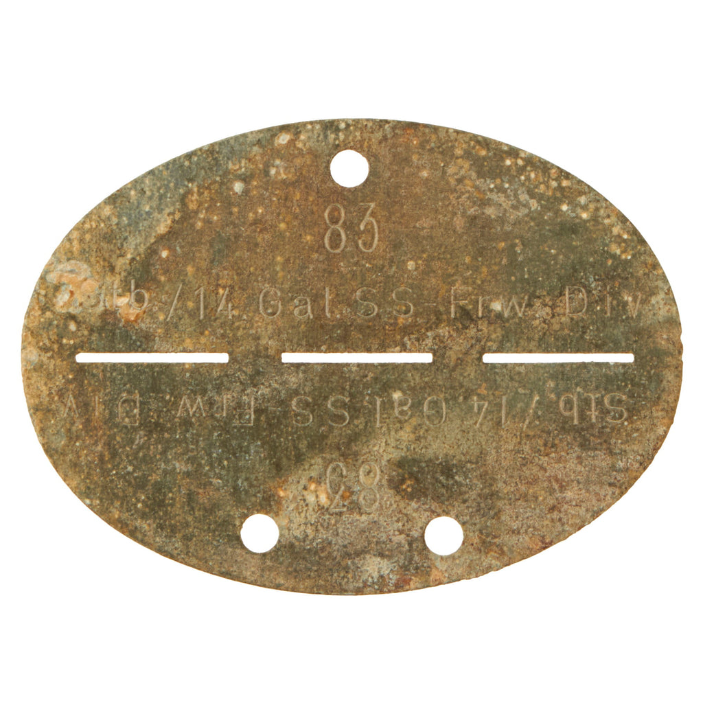 Original German WWII SS Identity Disc Dog Tag - 14th Waffen Grenadier 1st SS Galician Division - No. 83 Original Items
