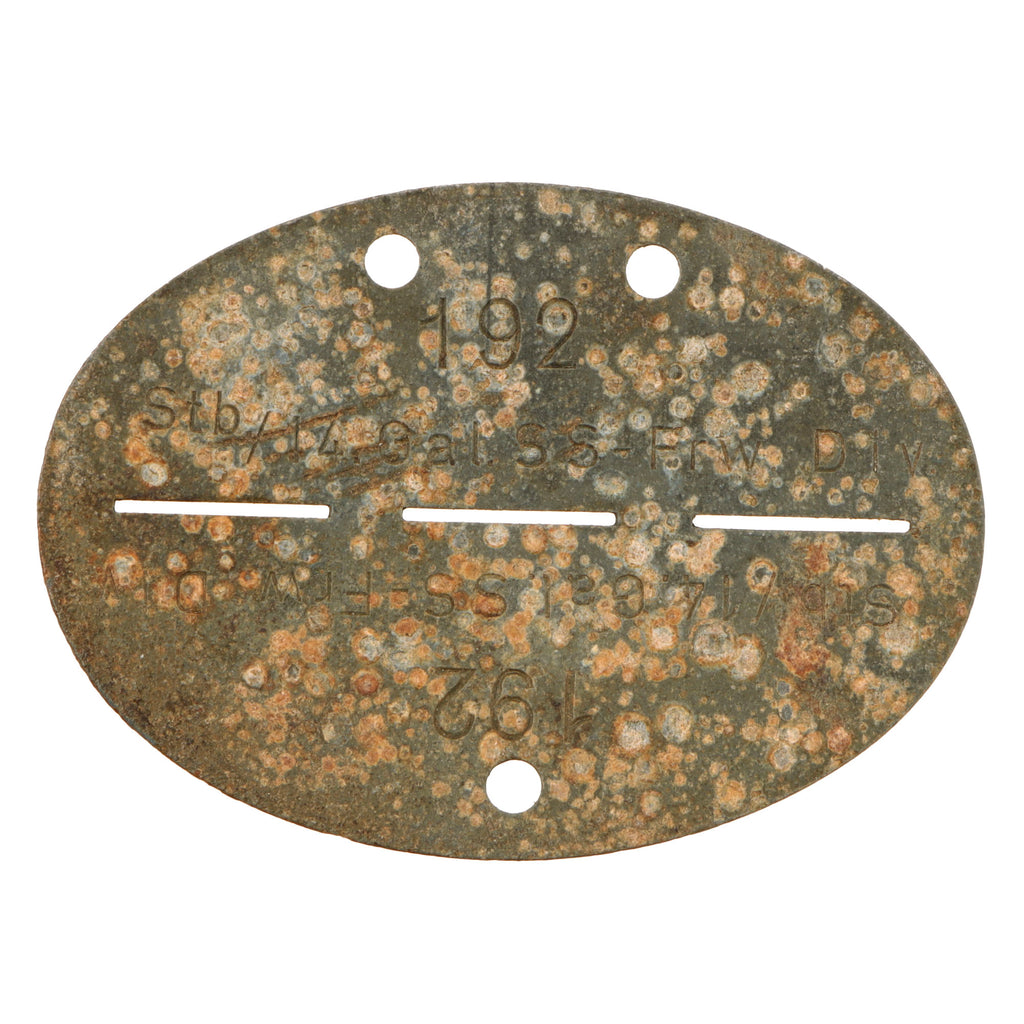 Original German WWII SS Identity Disc Dog Tag - 14th Waffen Grenadier 1st SS Galician Division - No. 192