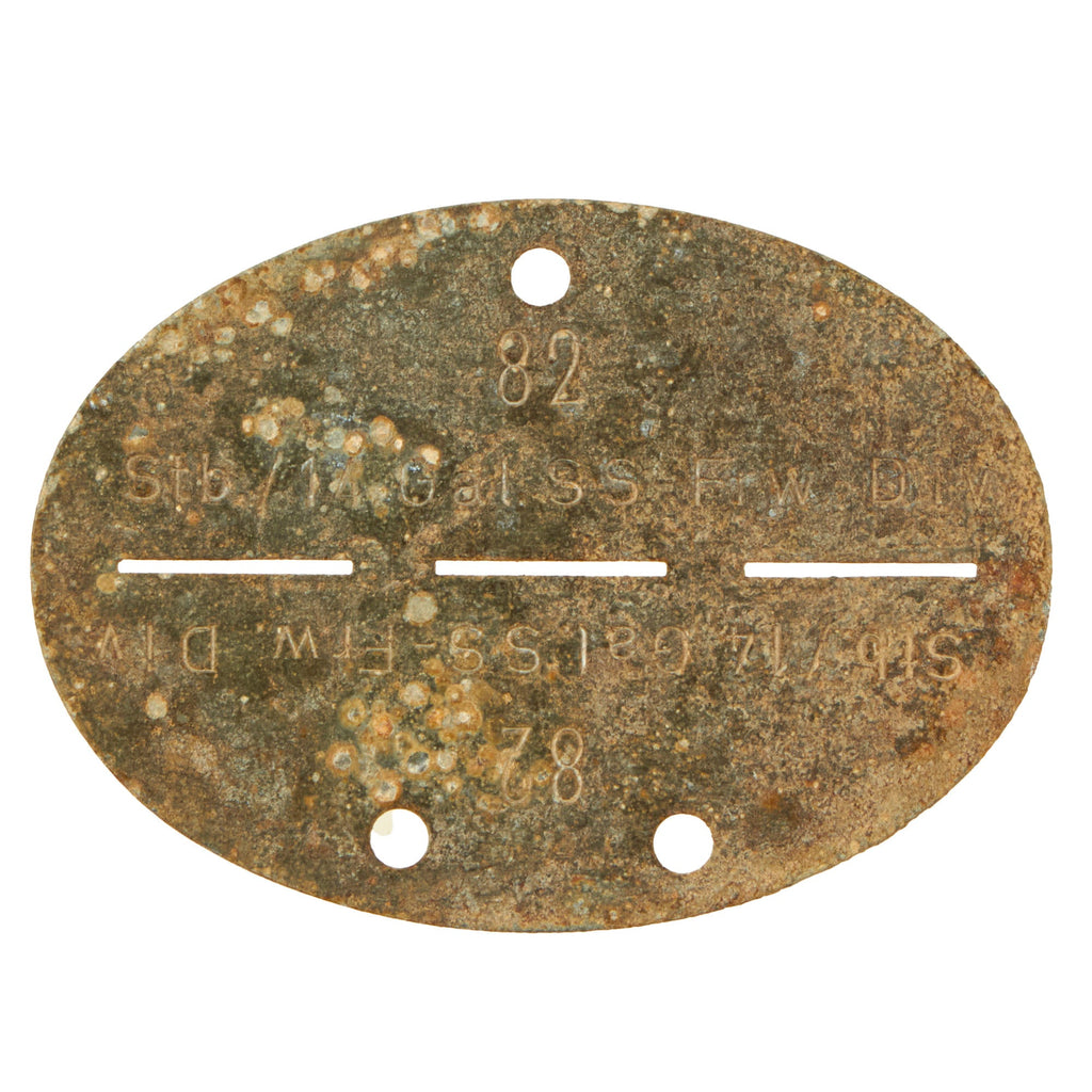 Original German WWII SS Identity Disc Dog Tag - 14th Waffen Grenadier 1st SS Galician Division - No. 82 Original Items