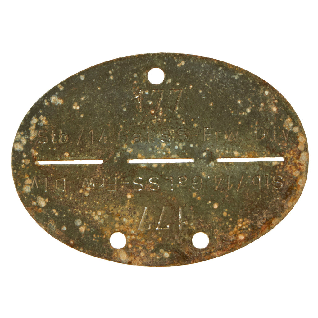 Original German WWII SS Identity Disc Dog Tag - 14th Waffen Grenadier 1st SS Galician Division - No. 177 Original Items