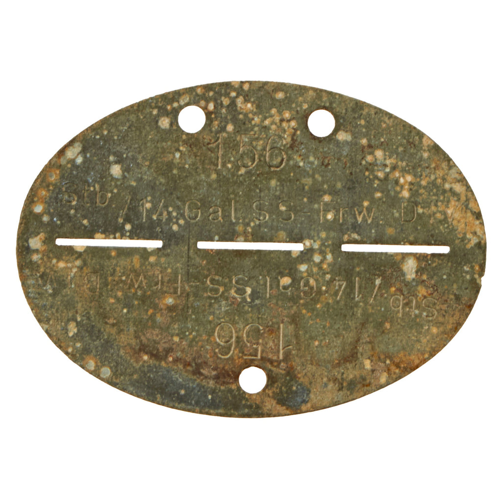 Original German WWII SS Identity Disc Dog Tag - 14th Waffen Grenadier 1st SS Galician Division - No. 156 Original Items