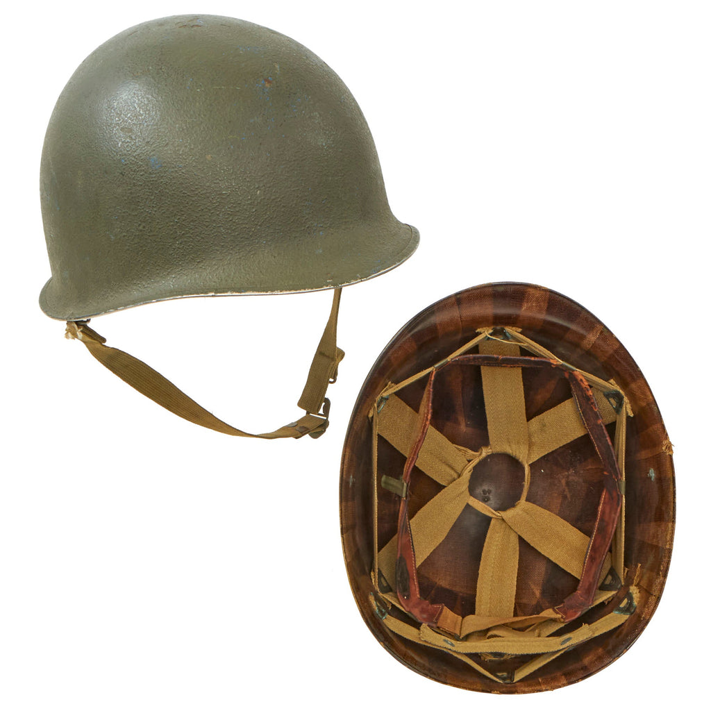 Original U.S. WWII 1943 M1 McCord Front Seam Fixed Bale Helmet
