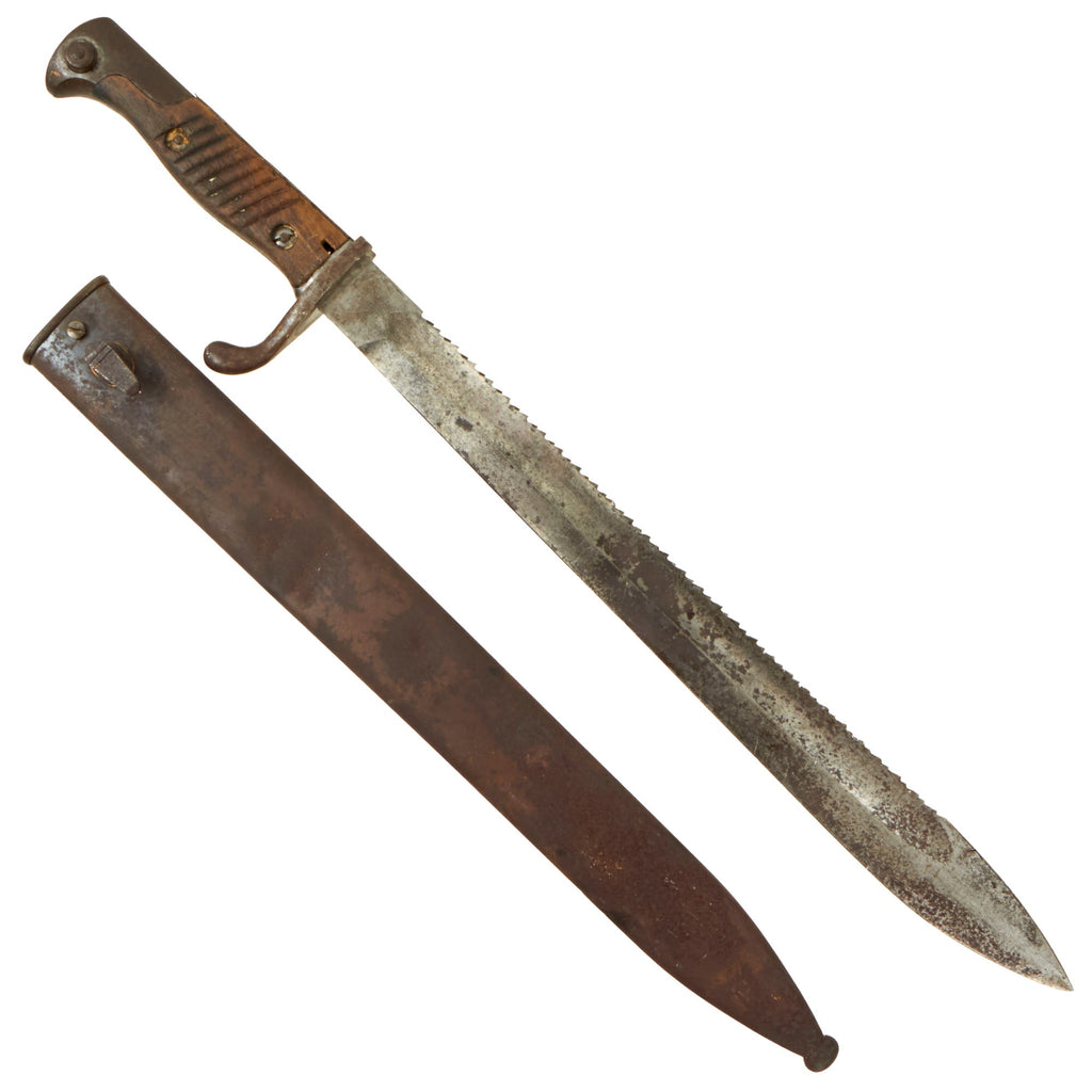 Original German WWI M1898/05 n/A Butcher Sawback Bayonet by Dürkopp-Werke. A.-G. with Scabbard Original Items