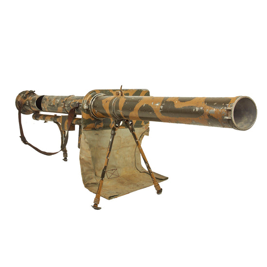Original Spanish Inert Camouflage Painted 88.9mm Instalaza M65 Bazooka Anti-Tank Launcher with Canvas Face Shield Original Items