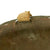 Original U.S. WWII/Korean War M1 Schlueter Front Seam Fixed Bale Helmet with CAPAC Liner and Blue Anchor 1953 USMC Cover With Stenciled Eagle, Globe and Anchor Original Items