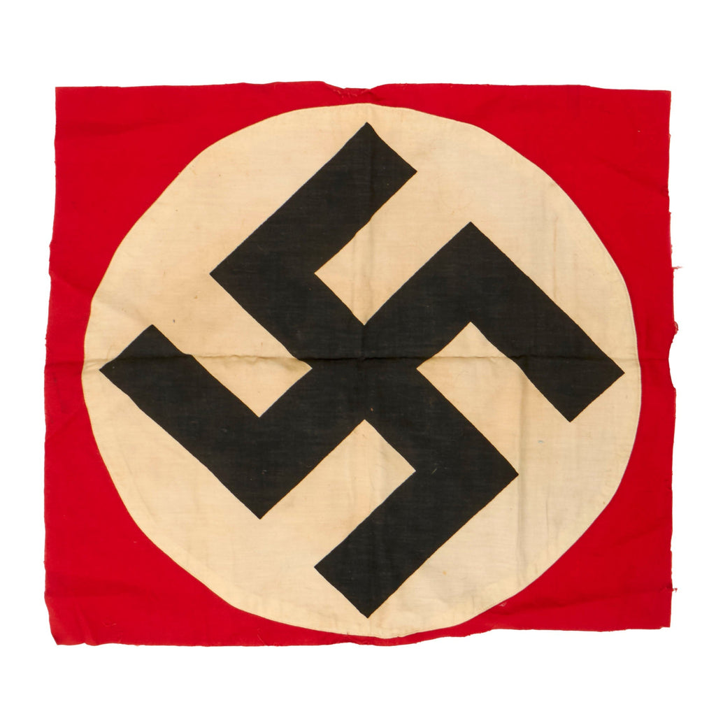 Original German WWII NSDAP Double Sided National Political Flag Cutoff Center Insignia Section - 20 ½" x 22" Original Items