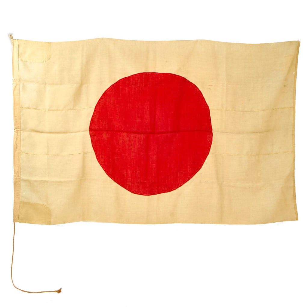 Original WWII Japanese Large "Meatball" Canvas National Flag Signed by American Serviceman - 47” x 74” Original Items