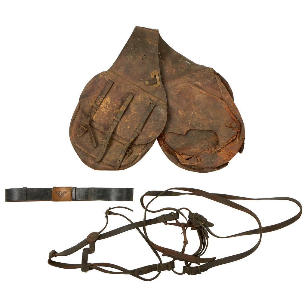 Original U.S. WWI 3rd Division Unit-Marked M1904 Horse Saddlebags with Horsebit & Belt - HQ Battery, 76th Field Artillery Original Items