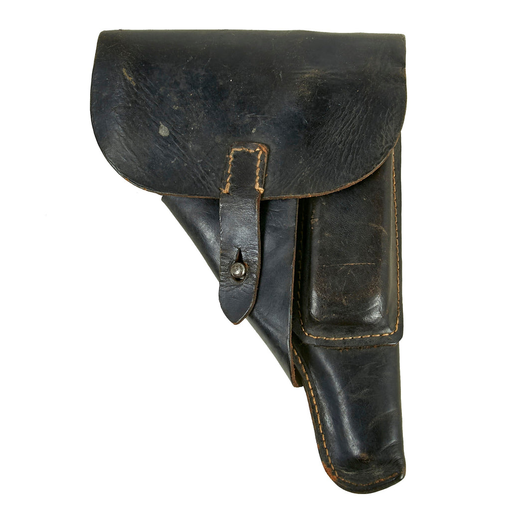 Original German WWII Walther P38 Black Leather Softshell Holster by Friedrich Offermann & Söhne - Dated 1944 Original Items