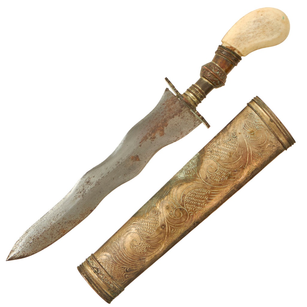 Original Philippine WWII Engraved Dagger with Ornate Scabbard - 1989 Coup Attemptee - Captain Danilo E. Pizarro Philippine Navy Original Items