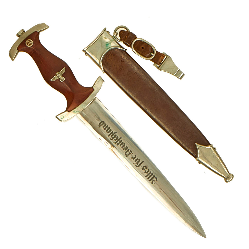 Original German Early WWII SA Dagger by Rare Maker Cuno Remscheid & Co. with Scabbard & Hanger - McSARR Rarity Rated 7 of 10 Original Items