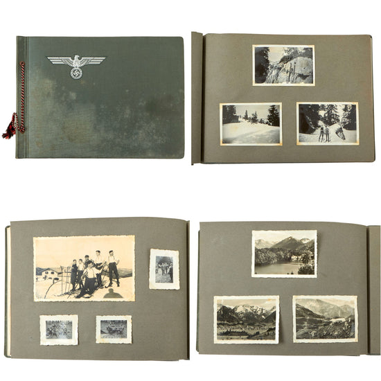 Original German WWII Heer Army Personal Photo Album with Many Pictures Showing Skiing in Alpine Areas - 122 Photos Original Items
