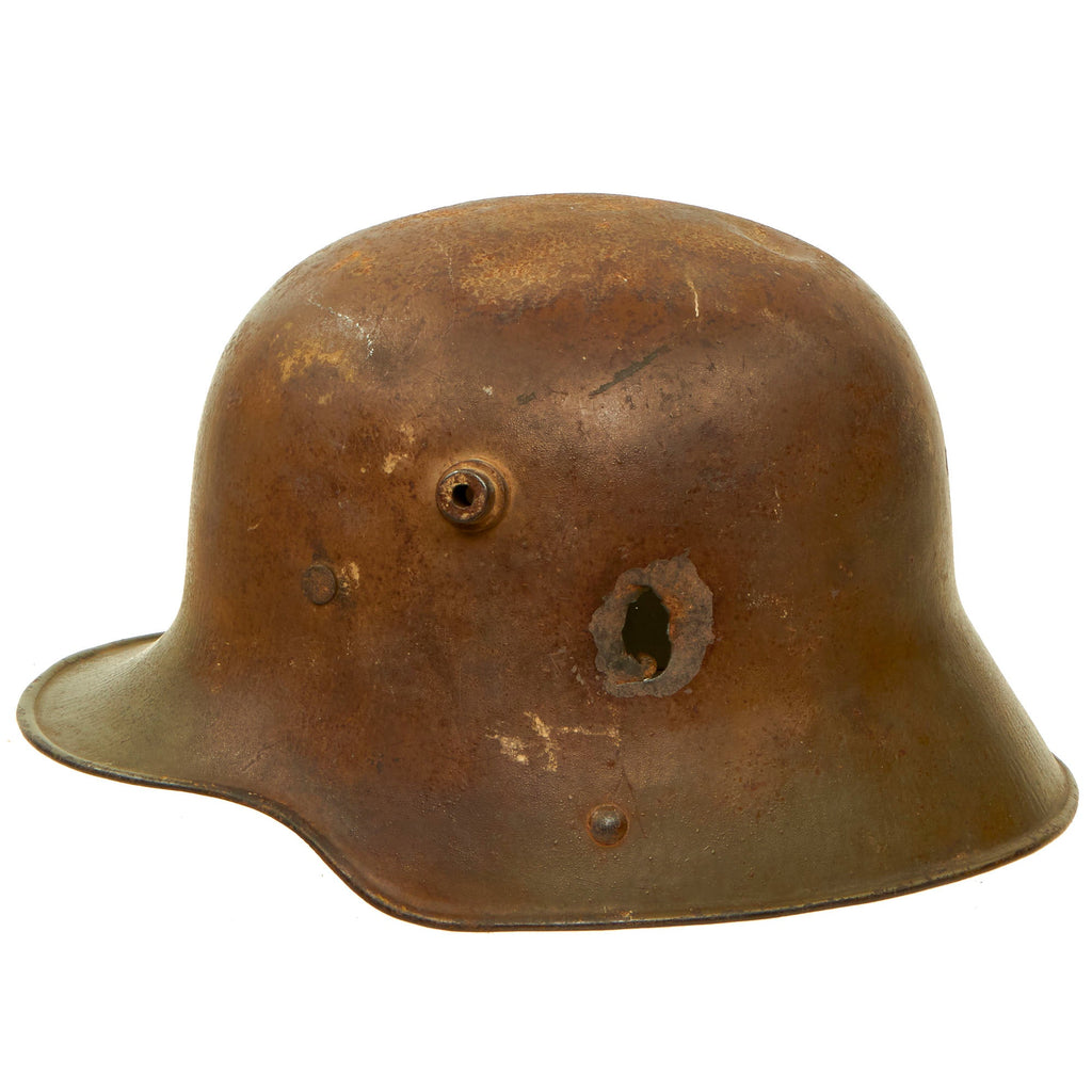 Original Imperial German WWI M16 KIA Shot Through Helmet Shell - marked G.62 Original Items