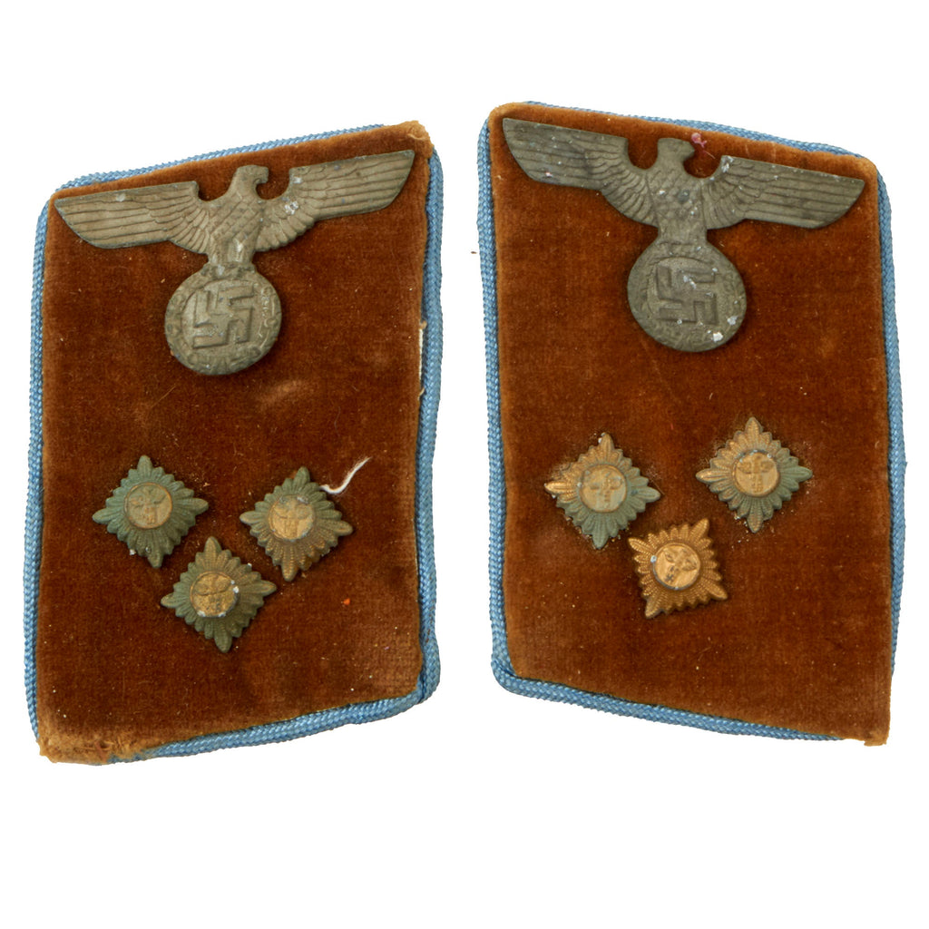Original German WWII NSDAP Local Group Action Leader Matched Pair of Collar Tabs with RZM Tag - Einsatzleiter Original Items