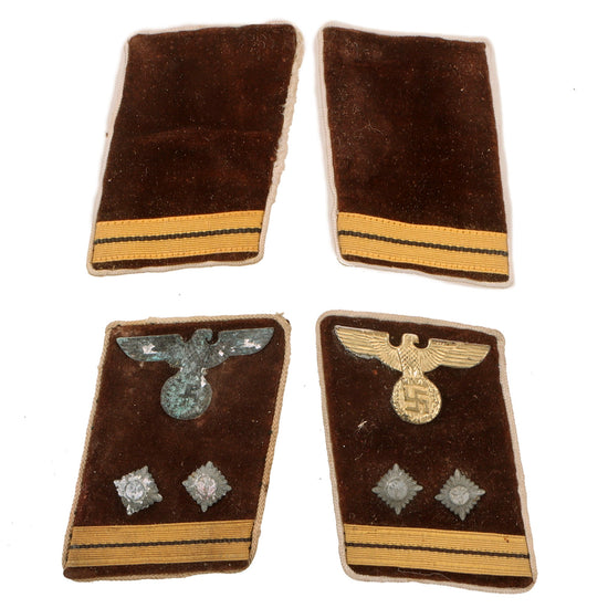 Original German WWII Set of Two NSDAP Kreis District Level Matched Collar Tab Pairs with RZM Tags - Hauptbereitschaftsleiter and Unspecialized Original Items