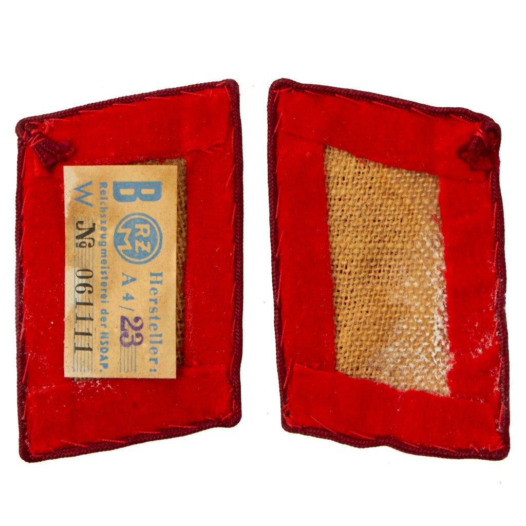 Original German WWII Unissued NSDAP Regional District Matched Pair of Blank Collar Tabs with Original Packaging Original Items
